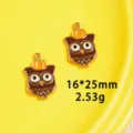 DIY Halloween owl pumpkin enamel metal pendant charms for necklace keyring jewelry making. - 16# Orange Owl