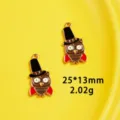 Detailed view of alloy enamel owl pendant charms with top hat, featuring size and weight. - 15# Owl with Hat