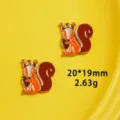 Metal enamel squirrel charm DIY jewelry accessory, cute animal pendant for bracelet necklace. - Squirrel