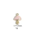 Cute pink enamel mushroom metal charm pendant for DIY necklace key jewelry making 11x17mm - Pink Mushroom