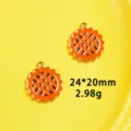 Thanksgiving enamel pie charm DIY alloy pendant cute dessert jewelry making accessory 24x20mm - 6# Mooncakes