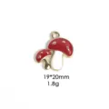 Detailed close-up of the red mushroom alloy charm, showing vibrant enamel and smooth metallic edge. - Red Double Mushroom