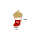 Leuke kerstsok puppy hanger detailweergave, zinklegering sieraden bedel 32x17mm - Sok Hond / Rood Wit