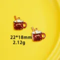 Enamel red cup charm for DIY jewelry making, cute pendant for necklace and keychain accessory. - 8# Cup