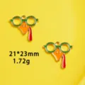 Thanksgiving turkey enamel pendant charm alloy DIY jewelry making accessories 21x23mm - 10# Glasses