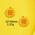 Detailed close-up of cute sunflower enamel charm, alloy diy jewelry accessory pendant. - 12# Sun Flower