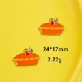 Thanksgiving enamel cherry pie charm alloy pendant DIY jewelry making accessories 24x17mm - 13# Dessert Pies