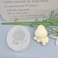 Niedliche Cartoon Kaninchen Silikonform und weiße Deko Figuren Set für Aromatherapie Gips DIY. - Schleifenhase / Klarweiß