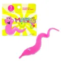 Cute fuzzy magic worm toy in pink with packaging box for kids party fun main view - Pink