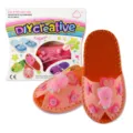 Kit de bricolage chaussons en feutre faits main pour enfants, chaussures roses avec joli décor poussins. - MDF-19004 (Poussin Rose)