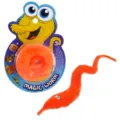 Orange magic worm toy with cute packaging card, fun fuzzy caterpillar for kids magic tricks. - Orange