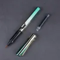 Stylo pinceau plume métallique avec cartouche d'encre pour la calligraphie et l'écriture. - Feutre pinceau vert