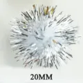 20mm Silver Tinsel Pom Poms, Sparkly Fluffy Craft Balls for Christmas DIY and Toys - White + Silver [500 Pcs/Pack]