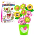 Kids DIY felt flower pot handmade craft kit children creative educational toy set main view. - Green Flower