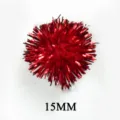 Red tinsel pompom 15mm metallic fluffy ball DIY craft material for plush toys and decorations - 1000 Pieces/Pack / Red + Red