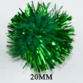 Green tinsel pom poms 20mm sparkly metallic fluffy balls for Christmas craft DIY decor supplies - Green + Green [500 Pcs/Pack]