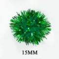 15mm green tinsel pom poms sparkly metallic fluffy balls for diy craft and plush toy making - 1000 Pieces/Pack / Green & Green