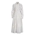 Conjunto de camisa blanca con solapa de encaje y falda larga para verano elegante. - Blanco