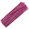 Magenta glitter pipe cleaners chenille stems for DIY crafts, sparkling art supplies 100pcs. - 100 Pieces / Pink