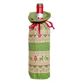 Weihnachtlicher Jute Weinflaschenbeutel mit festlichem Rentiermuster für Weihnachtsgeschenke. - Grün Modell
