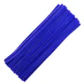 Blue pipe cleaners 6mm x 30cm craft stems, flexible fuzzy wires for DIY handmade art projects. - 100 Pieces/Pack / Blue