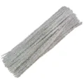 Silver metallic pipe cleaners bulk craft stems flexible DIY holiday decor materials set. - 100 Pieces / Silver