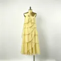 Französischer eleganter Resort-Stil hochwertiges Chiffon trägerloses Maxikleid mit Rüschen - S / Gelb