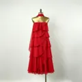 Französisches elegantes Chiffon trägerloses Maxikleid für Damen Sommer Urlaub Stil Neu. - S / Rot