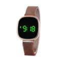 Fashion LED electronic watch with rose gold mesh strap and digital display for daily use - Round LED Digital Watch (WG02) / Rose Gold