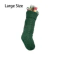 Large green knitted Christmas stocking with wave pattern, ideal holiday gift bag and tree decor. - L / Green