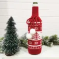 Weihnachten gestrickt weinflasche huelle festlich rot urlaub tischdekoration geschenk - Weihnachtsbaum