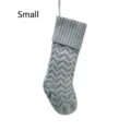 Small knitted Christmas stocking detail, grey chevron pattern holiday hanging decor. - S / Gray