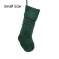 Green knitted Christmas stocking detail, wave pattern hanging gift bag, small size. - S / Green