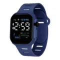Blue LED digital sports watch featuring a comfortable silicone strap for daily wear. - Dark Blue