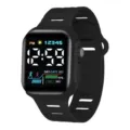 Student sports electronic watch with black silicone strap and LED digital display screen. - Black