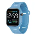 Student sports digital watch with silicone strap and clear LED display screen for daily wear. - Blue