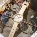 Minimalist silicone strap quartz women's watch with clean dial design and fresh candy color style. - Apricot