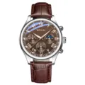 Herren Quarz Uhr Business Freizeit braune Lederarmband Chronograph wasserdicht Mode - Braun