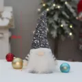 Christmas gnome plush toy sequin hat standing doll festive holiday home decor ornament - Grey (BY2203)