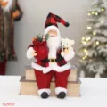 30cm Cute Sitting Santa Claus Plush Doll Christmas Tree Decoration Ornament Gift Toy - Red Black Plaid Style (YJ29107)