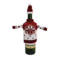 Christmas knitted wine bottle cover with mini sweater and hat design for holiday party decor. - Snowflake