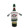 Detailed view of the Christmas knitted wine bottle cover featuring festive red and white knit pattern. - JOY Sign