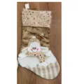 Luxus goldener Plüsch Weihnachtssack mit süßem 3D Schneemann, ideale Feiertagsgeschenk Deko. - Goldener Schneemann