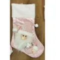 Rosa Weihnachtssocke mit süßem Plüsch-Zwerg, große Weihnachtsgeschenk-Tasche für Dekoration. - Rosa Weihnachtsmann