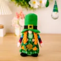St. Patricks Day Gnome Plush Toy with Green Hat and Plaid Dress Irish Festival Decor - Female Style