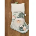 Große grüne Pailletten Weihnachtssocke mit süßer Weihnachtsmann Plüschpuppe Dekoration - Grün Weihnachtsmann