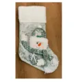 Weihnachtsstrumpf gruen Pluesch Pailletten Schneemann Geschenkbeutel Party Deko neu 2024 - Grüner Schneemann