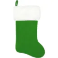 Grüner Weihnachtsstrumpf mit weißem Plüschrand, großer Samt Geschenkesack für die Deko. - Blanker Strumpf / Grün