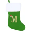 Grüner Weihnachtssocke mit Buchstabe M Personalisierter Samt Weihnachtsgeschenkbeutel Deko - Buchstabe M / Grün