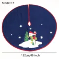 Blue Christmas tree skirt 48 inch plush holiday tree mat with cute snowman embroidery. - 122cm/48inch / Blue Snowman Embroidered Style (1#)